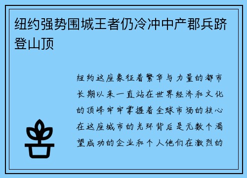 纽约强势围城王者仍冷冲中产郡兵跻登山顶